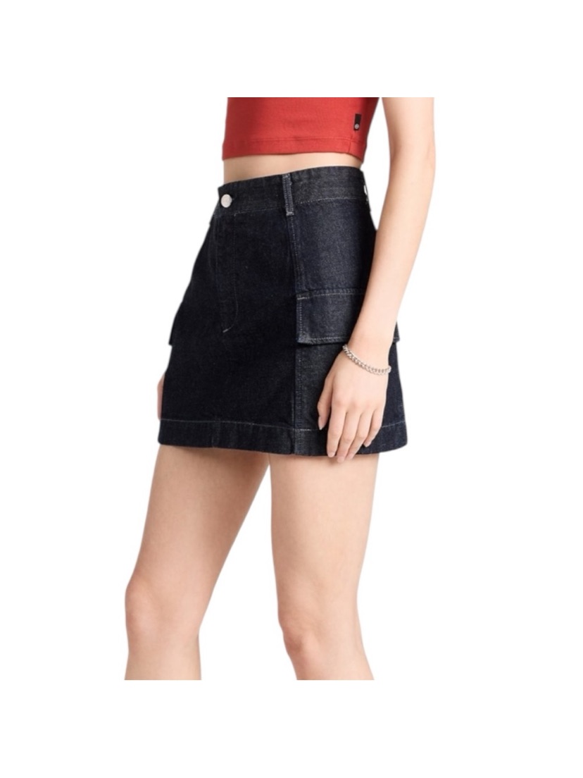 Ag X Emrata Black Denim Mini Skirt